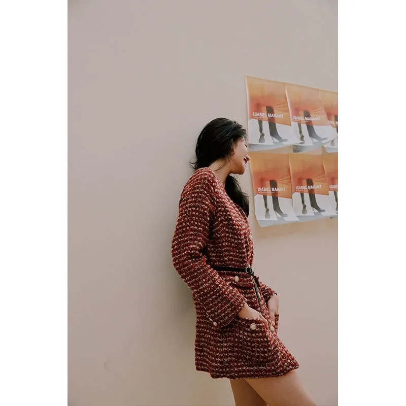 ROSEBANKS Ruby Red Woolen Suit Dress