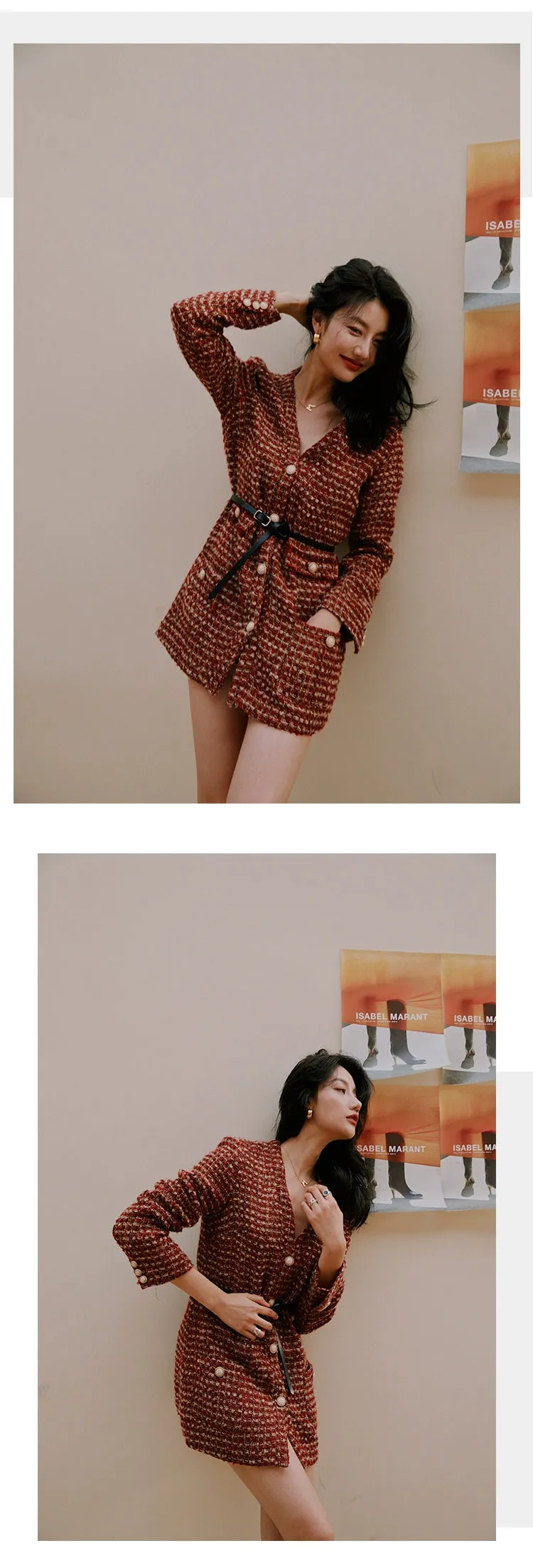 ROSEBANKS Ruby Red Woolen Suit Dress