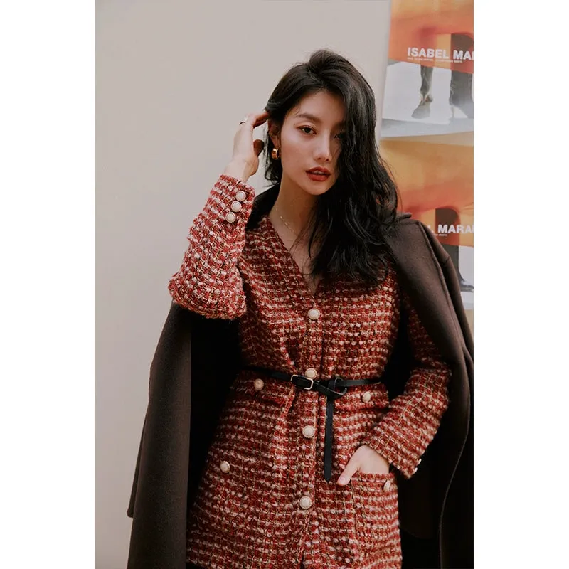 ROSEBANKS Ruby Red Woolen Suit Dress
