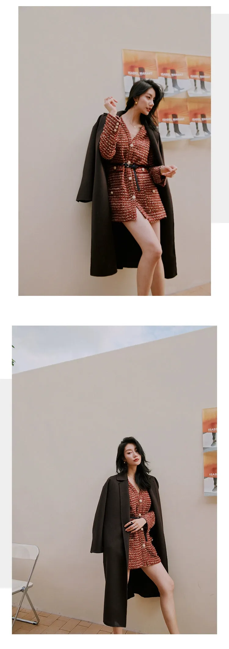 ROSEBANKS Ruby Red Woolen Suit Dress