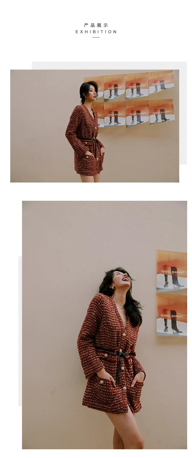 ROSEBANKS Ruby Red Woolen Suit Dress