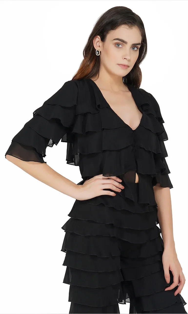Ruffled Crop Top and Pant Set