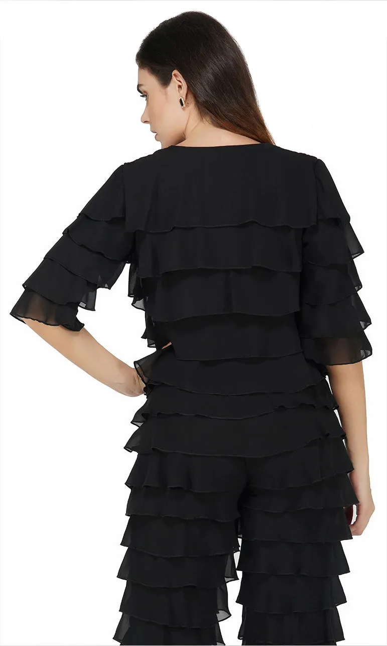 Ruffled Crop Top and Pant Set