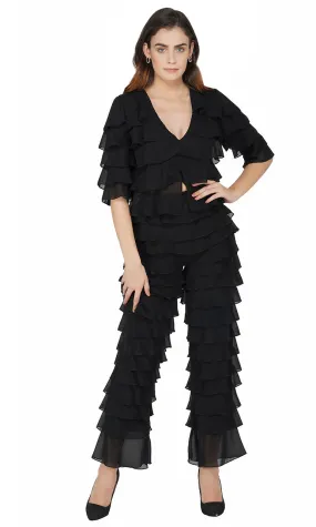 Ruffled Crop Top and Pant Set