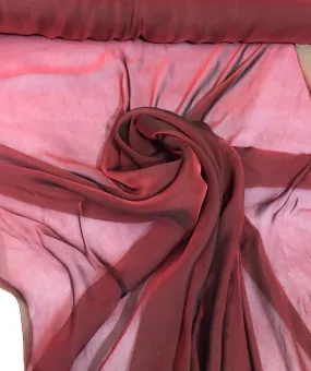 Silk chiffon 54&quot; wide    Iridescent burgandy black color french silk chiffon fabric sold by the yard