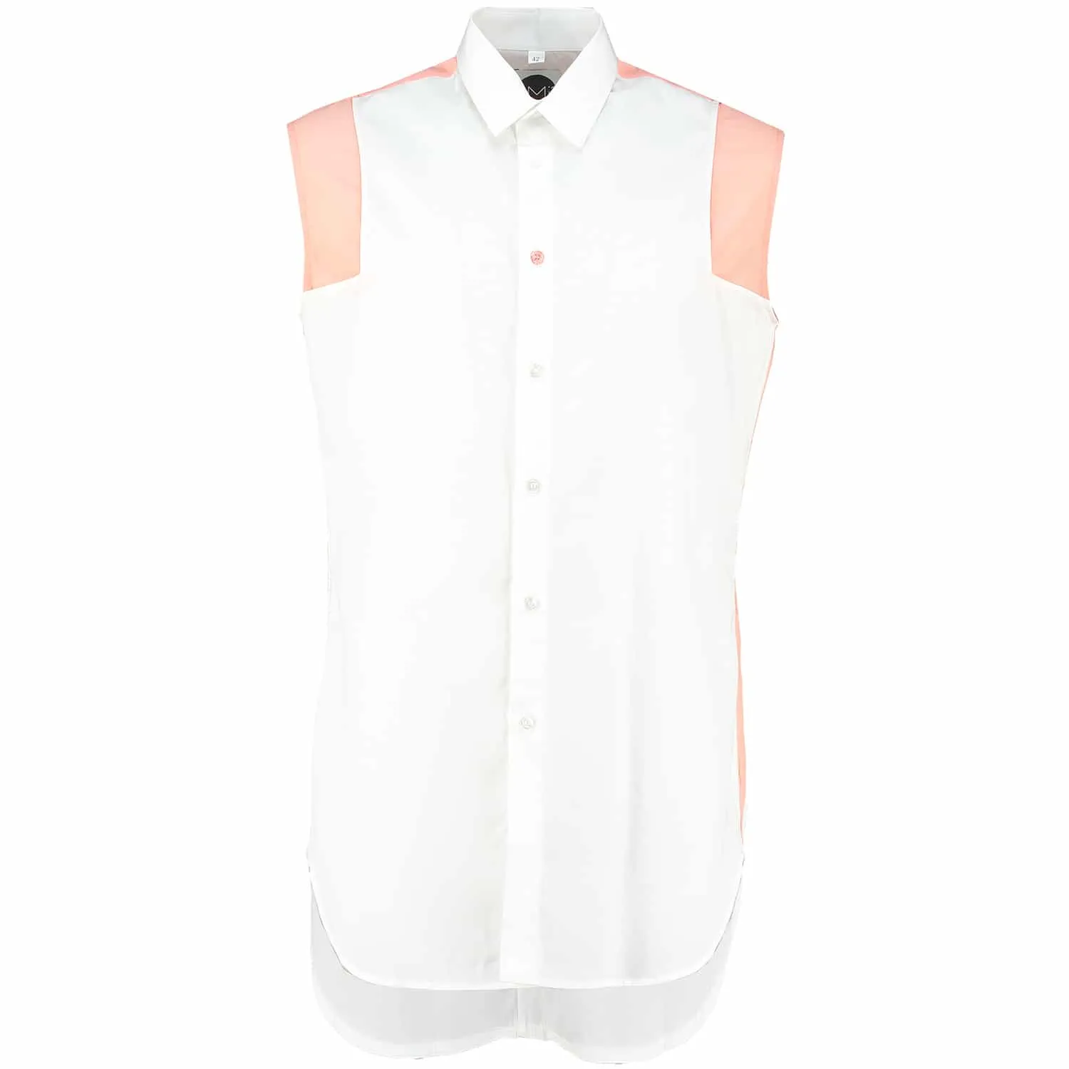 Sleeveless Shirt with Chiffon Detail - Salmon