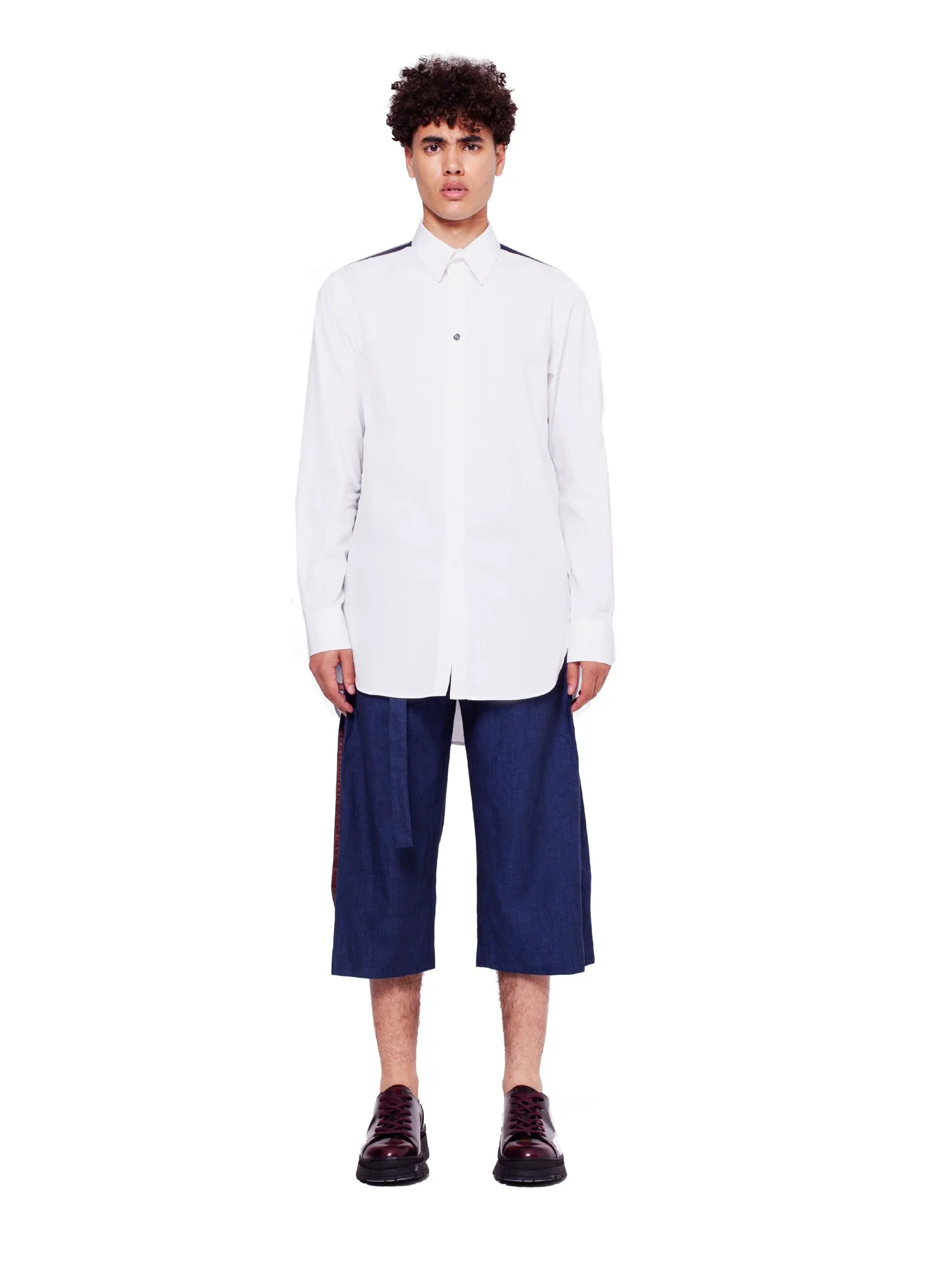 Slim-Fit Shirt with Layered Back - White/Navy