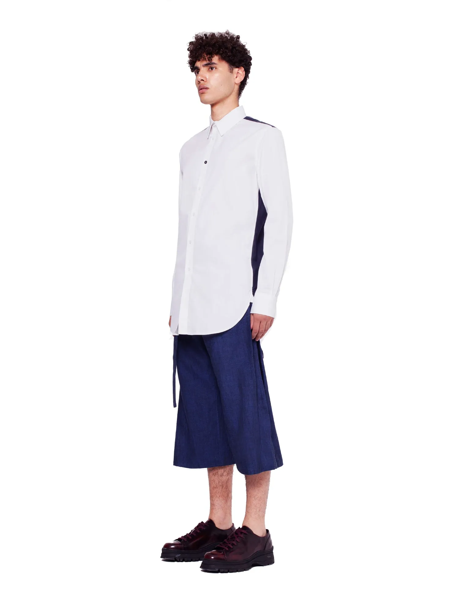 Slim-Fit Shirt with Layered Back - White/Navy