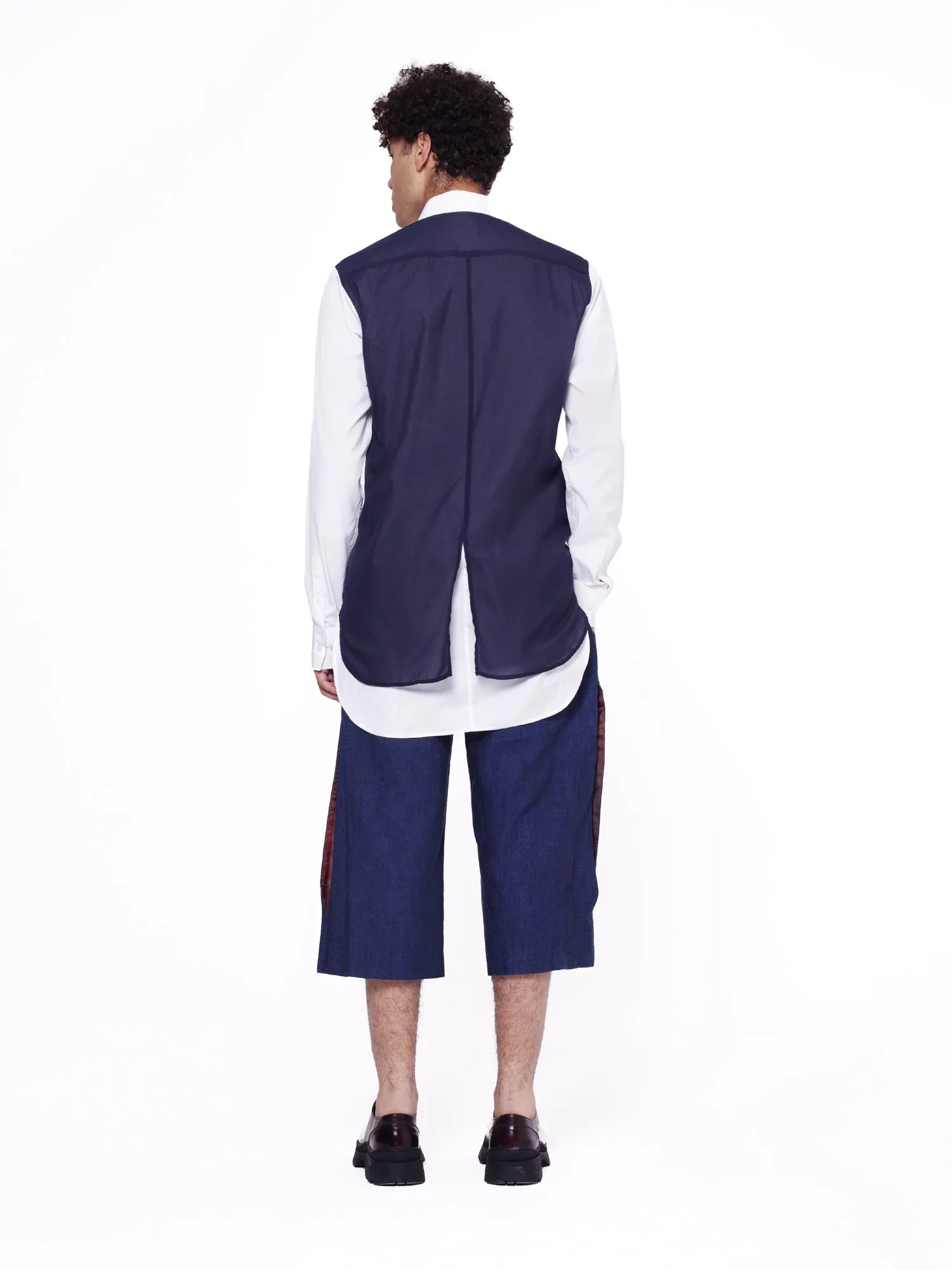 Slim-Fit Shirt with Layered Back - White/Navy