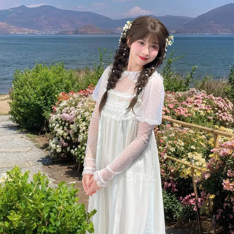 Summer Holiday Style White Lace Fairy Dresses