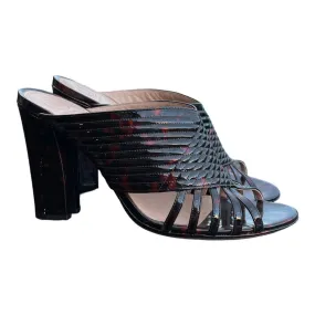 Tory Burch Brida Tortoise Patent Slides Heels Shoes Size 11