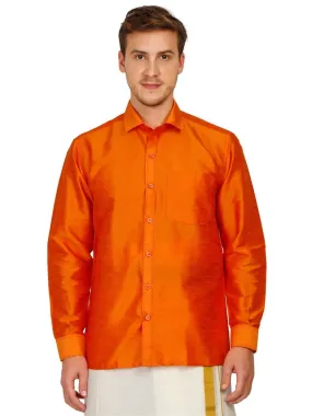 Traditional Raw Silk Shirt for men - full sleeve (Fanta) - 90009A