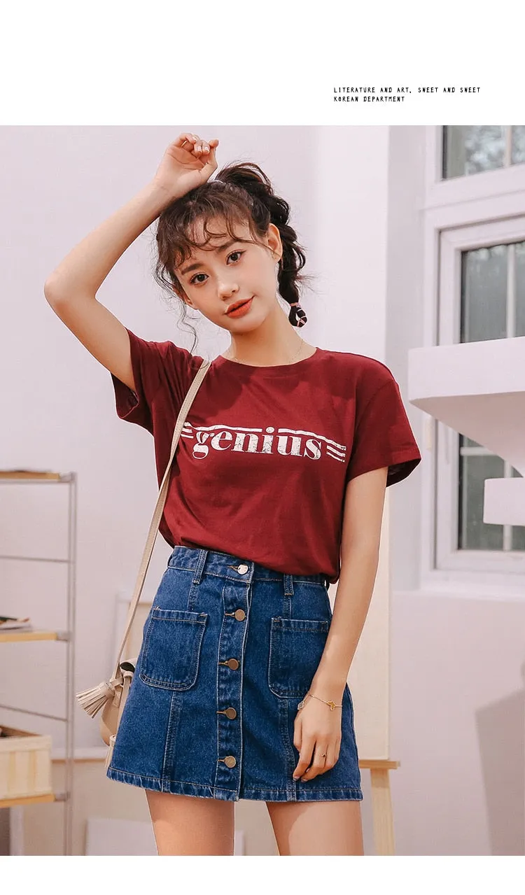 VenusFox High Waist  A-line Mini Denim Pockets Skirt