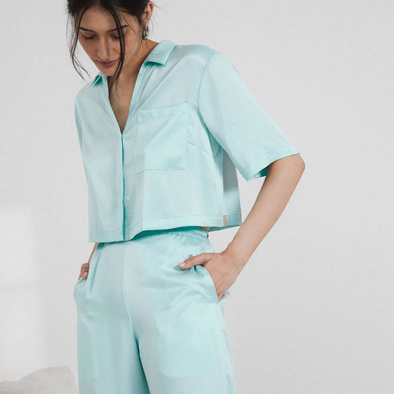 Washable Silk High Rise Pant Set