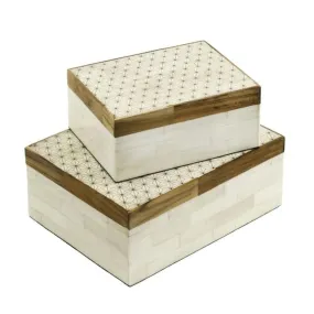 White Mirage Inlay Wooden Box | Exquisite | Multi Purpose | Medium- 9.5" x 6.5"