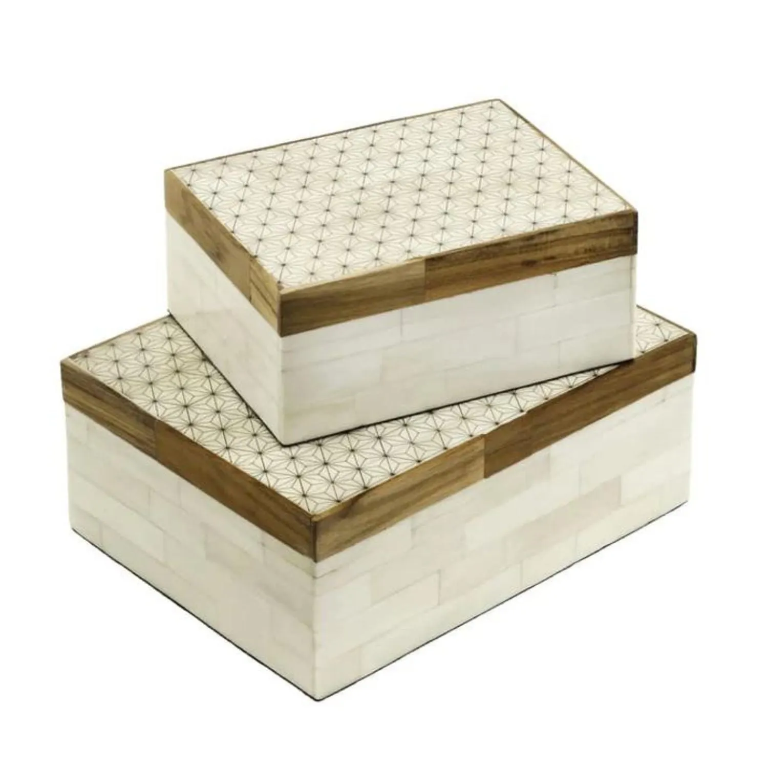 White Mirage Inlay Wooden Box | Exquisite | Multi Purpose | Medium- 9.5" x 6.5"