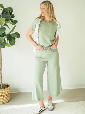 Z Supply Scout Jersey Flare Pant in Avocado